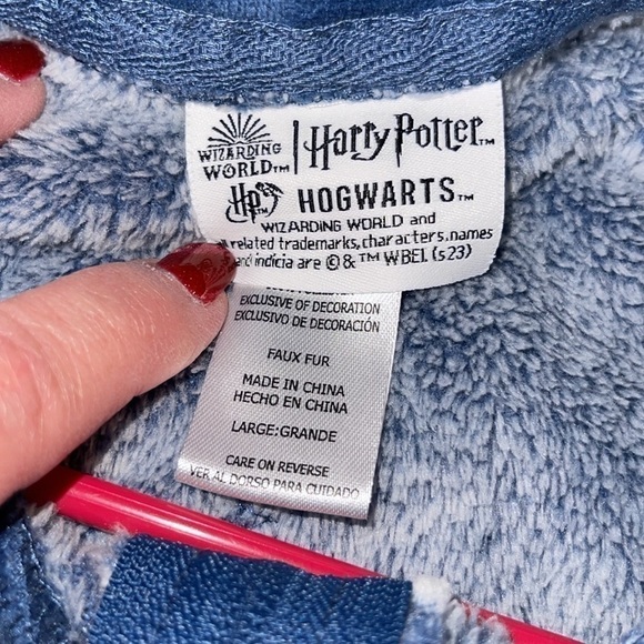 Wizarding World Of Harry Potter Plush Blue One Piece Hooded Pajamas - Picture 8 of 9